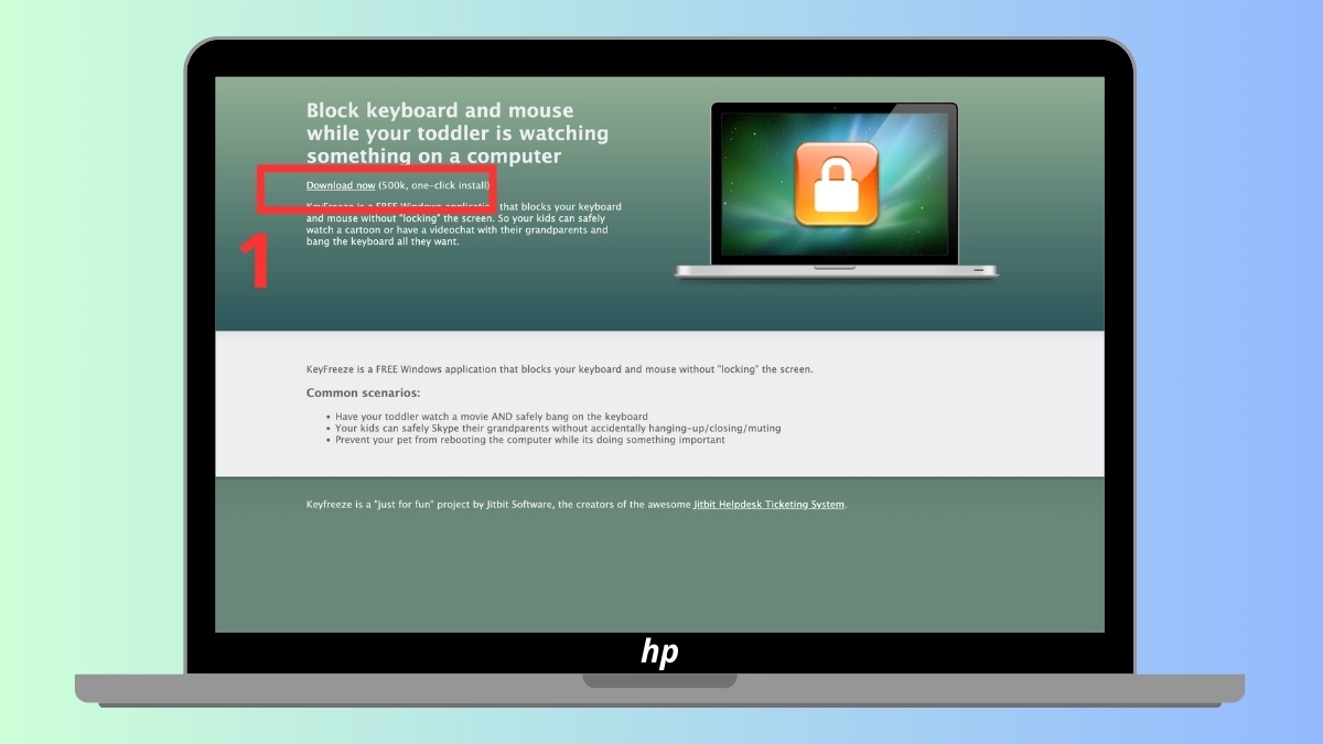 mở khóa bàn phím laptop HP bằng keyfreeze bước 1