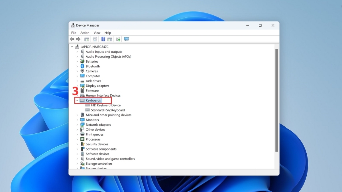 cách khóa bàn phím laptop HP bằng device manager bước 2