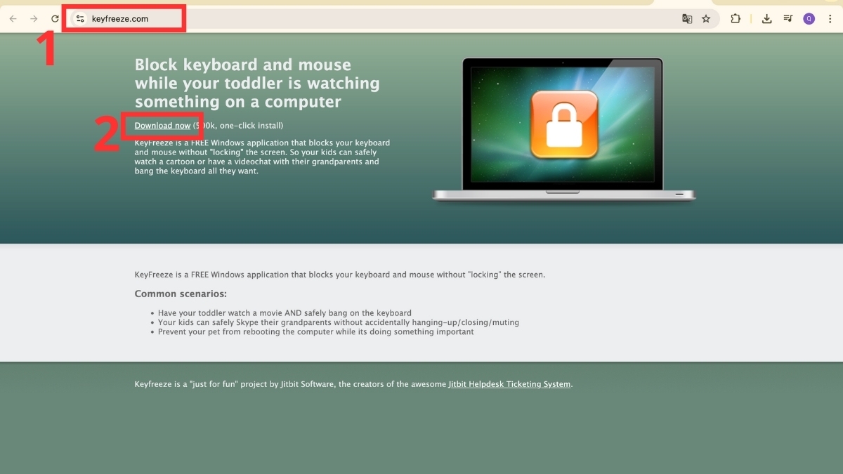 cách khóa bàn phím laptop HP bằng keyfreeze bước 1