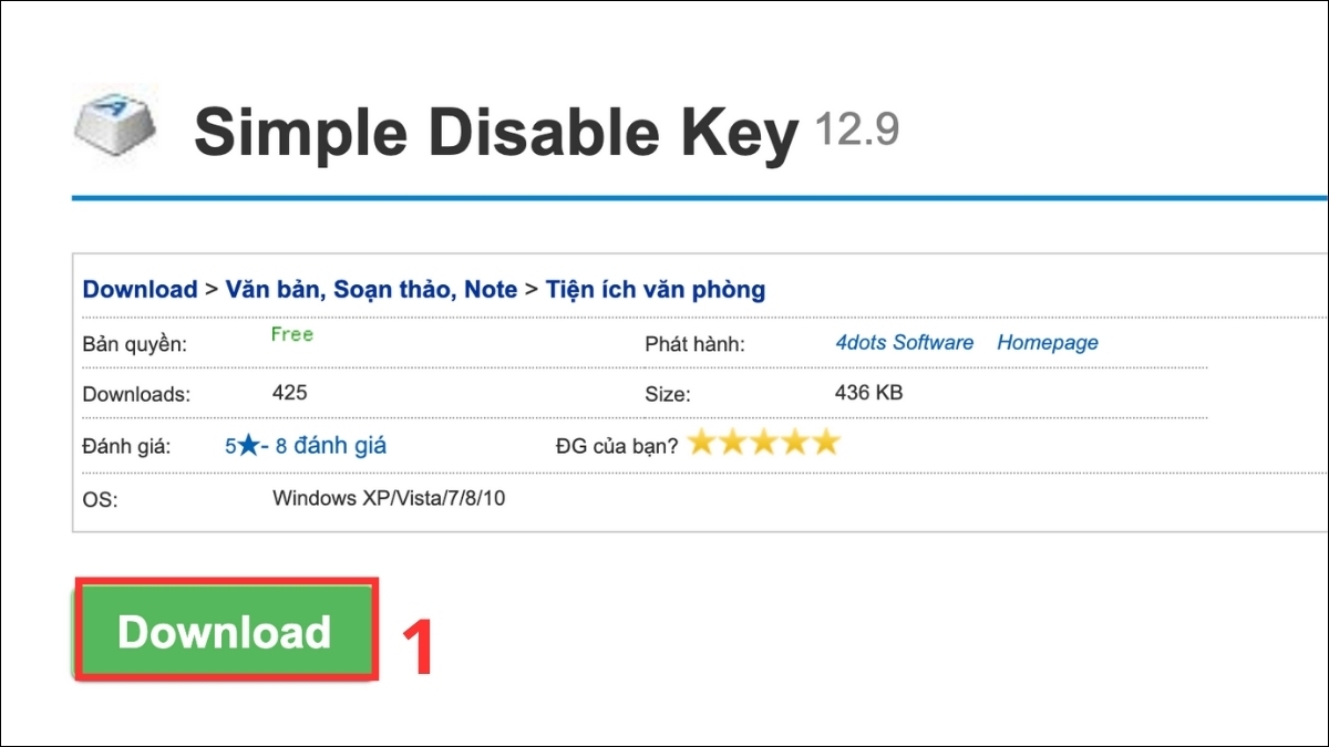 cách khóa bàn phím laptop HP bằng simple disable key bước 1