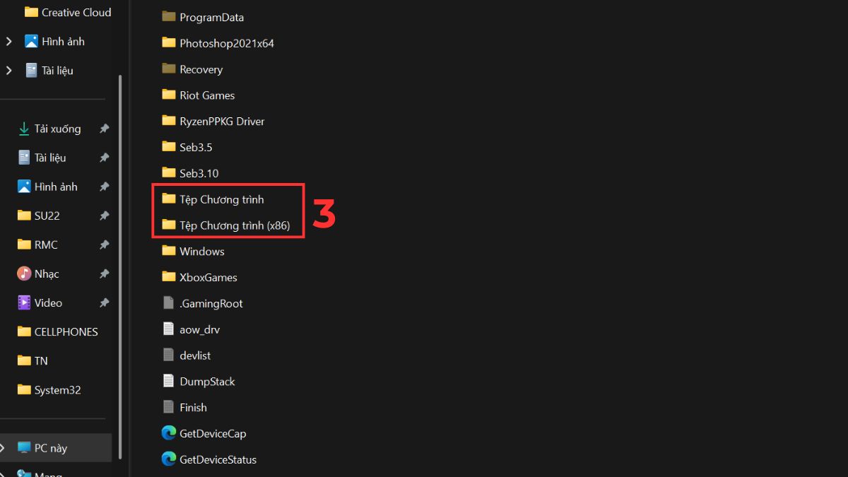 Cách kiểm tra máy tính 32 hay 64 bit bằng kiểm tra ổ c bước 3