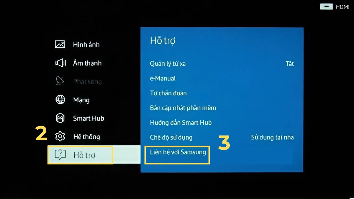 Cách kiểm tra model tivi Samsung trên menu bước 2