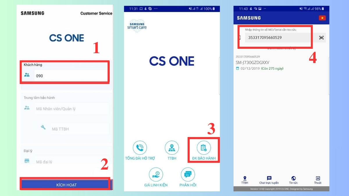 Cách kiểm tra tivi Samsung chính hãng trên CS One