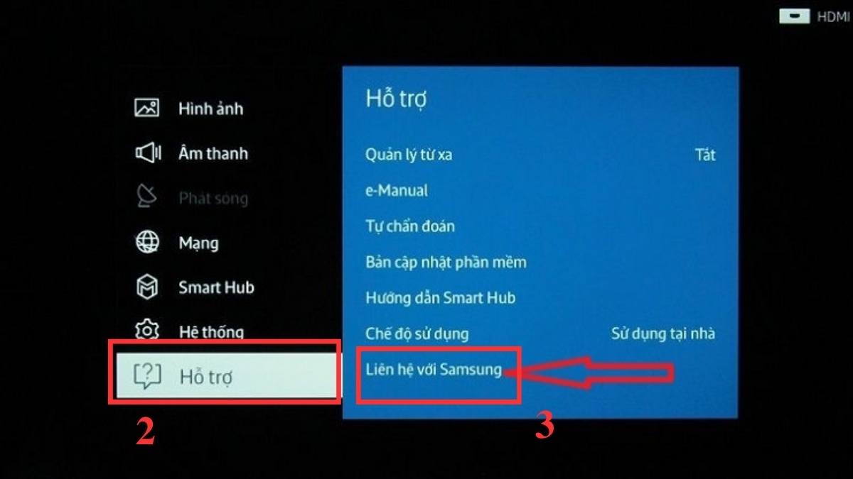 Cách kiểm tra tivi Samsung chính hãng qua thao tác trên tivi bước 2