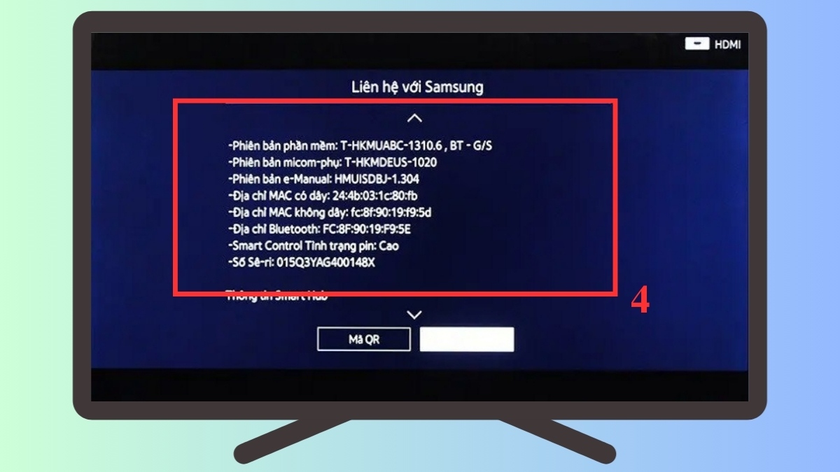 Cách kiểm tra tivi Samsung chính hãng qua thao tác trên tivi bước 4