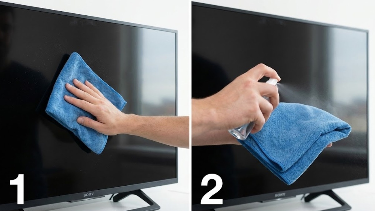 Cách lau màn hình tivi Sony bước 1