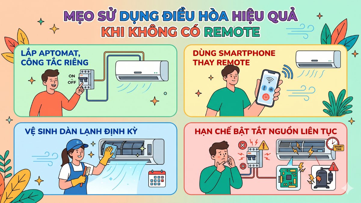 Mẹo sử dụng điều hòa hiệu quả khi không có remote