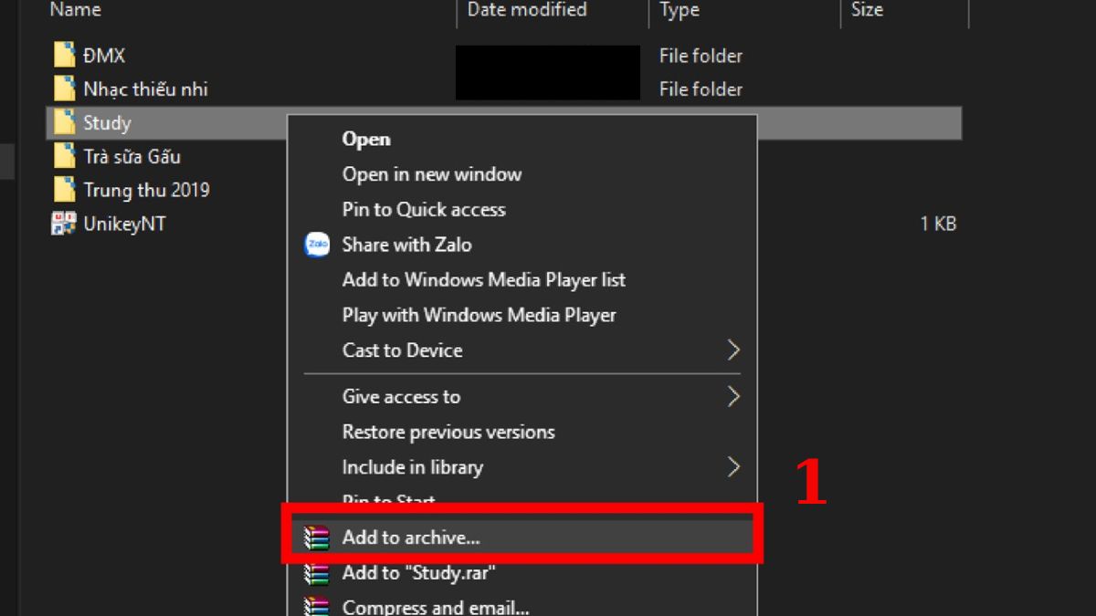 Cách tạo file nén .RAR và .ZIP bằng WinRAR - bước 1
