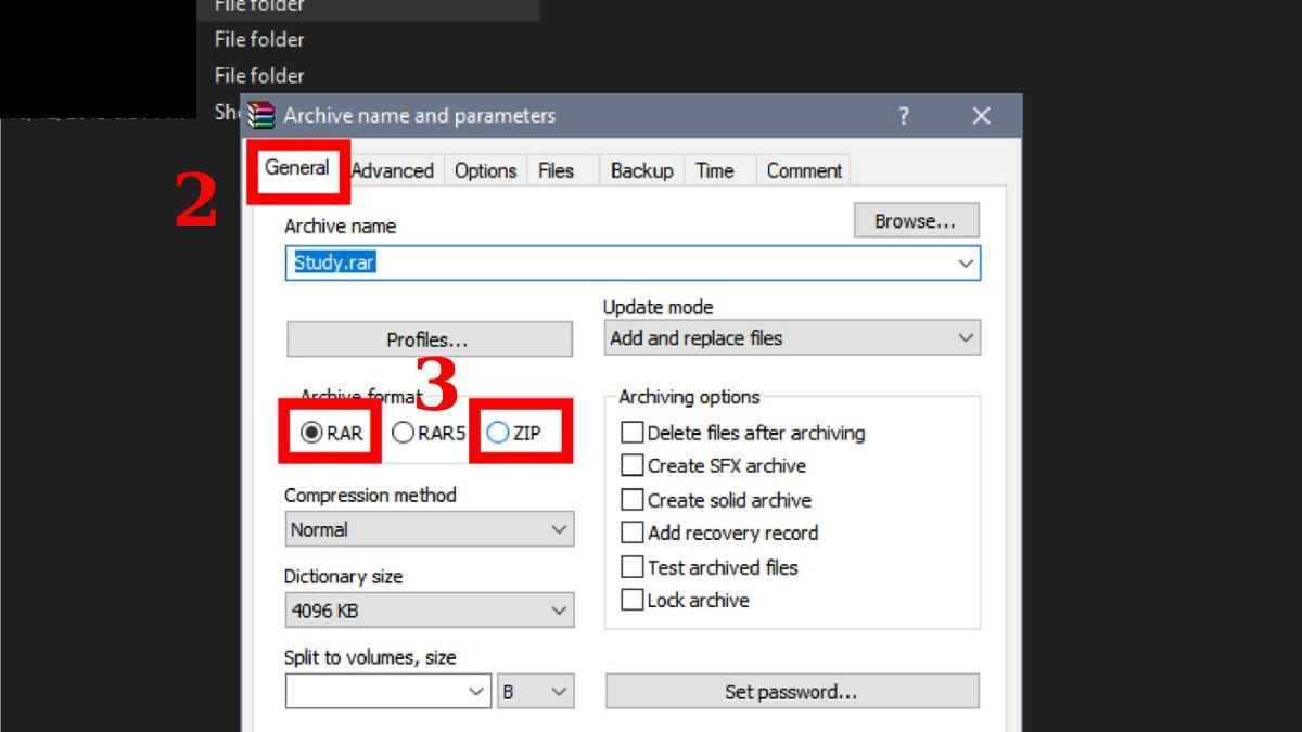 Cách tạo file nén .RAR và .ZIP bằng WinRAR - bước 2