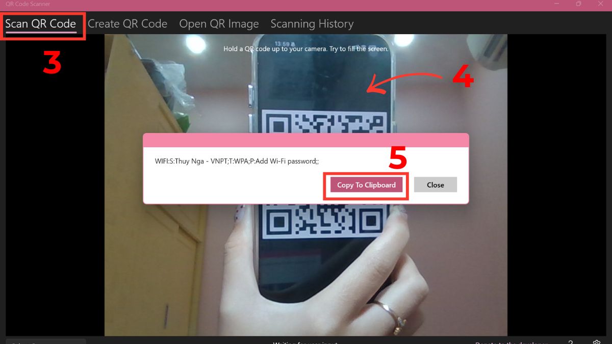 cách quét mã QR WiFi trên laptop bằng ứng dụng trên MS bước 5
