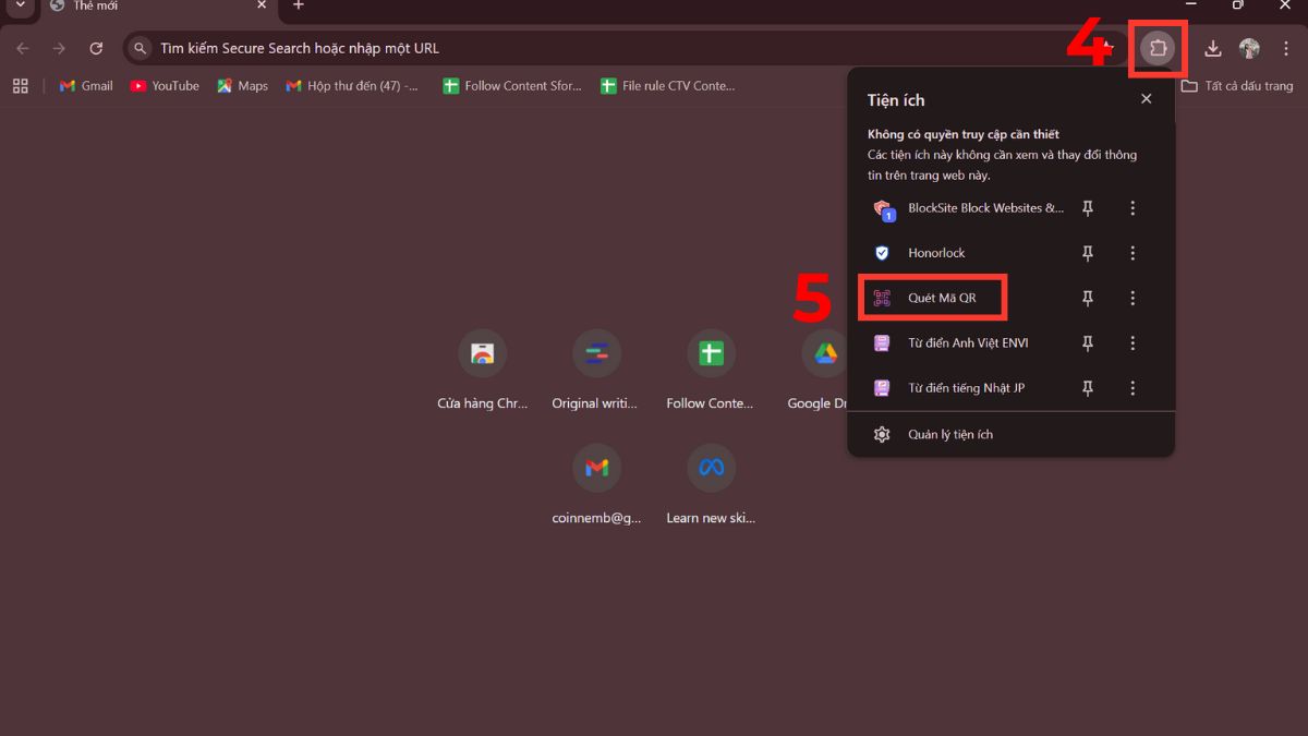 cách quét mã QR WiFi trên laptop bằng QR Code trên Chrome bước 3