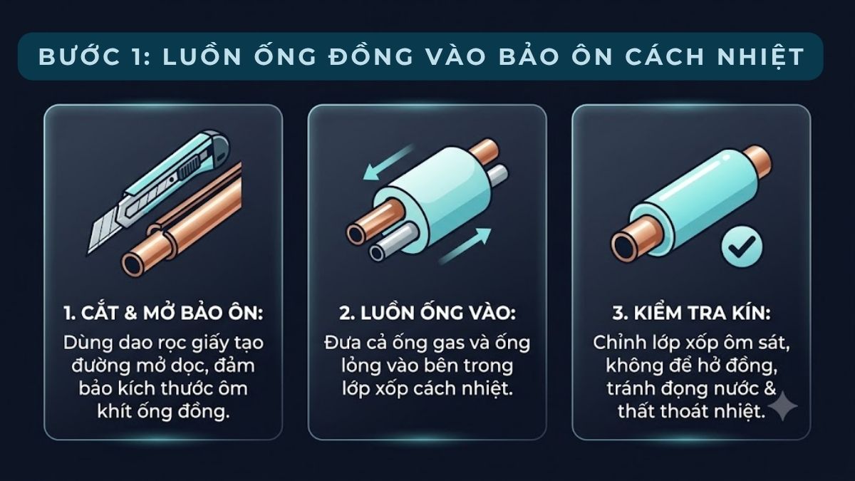 Hướng dẫn cách quấn ống đồng máy lạnh chuẩn kỹ thuật bước 1