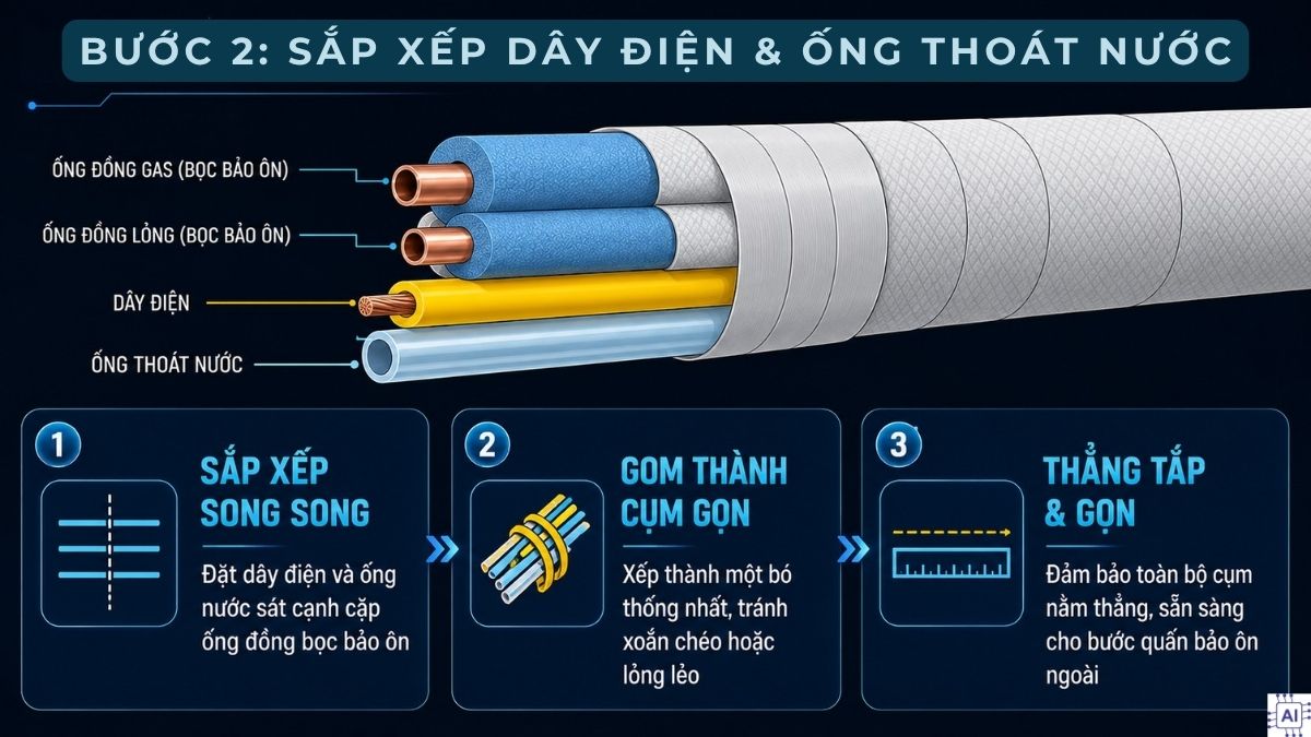 Hướng dẫn cách quấn ống đồng máy lạnh chuẩn kỹ thuật bước 2
