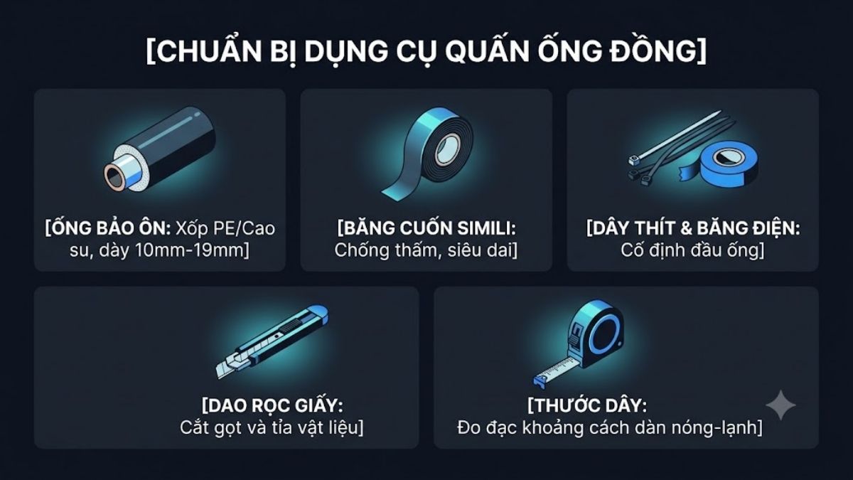 Chuẩn bị dụng cụ tự quấn ống đồng tại nhà