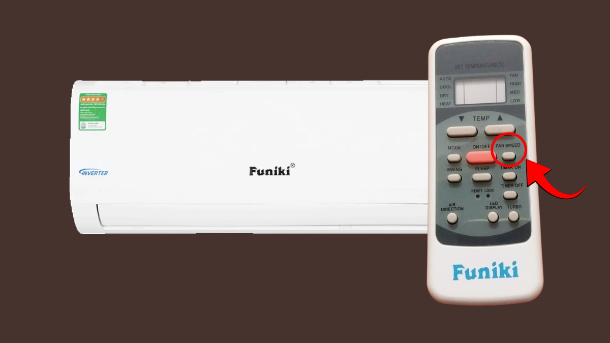 cách sử dụng điều khiển điều hòa funiki - nút fan speed
