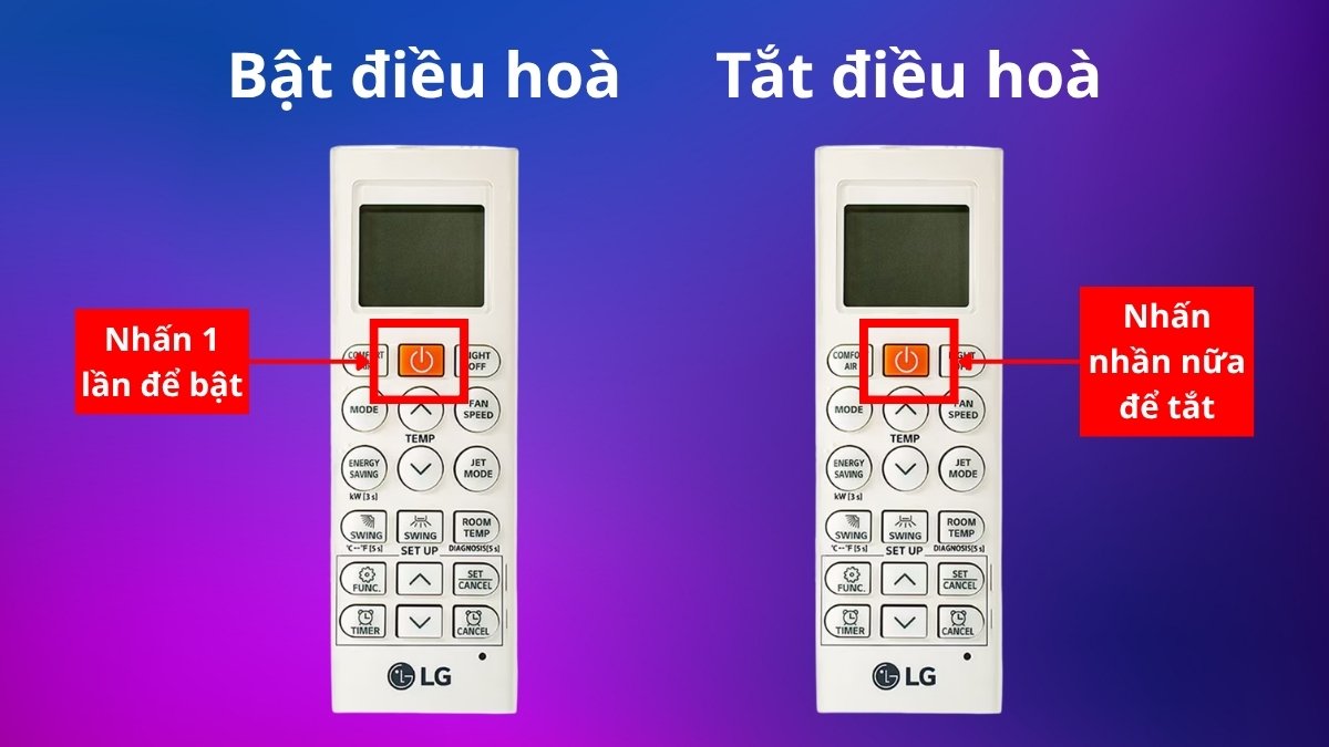 cách sử dụng điều khiển điều hòa LG để bật tắt
