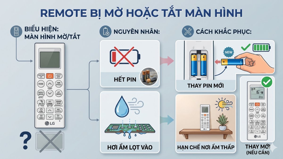 Remote bị mờ hoặc tắt màn hình
