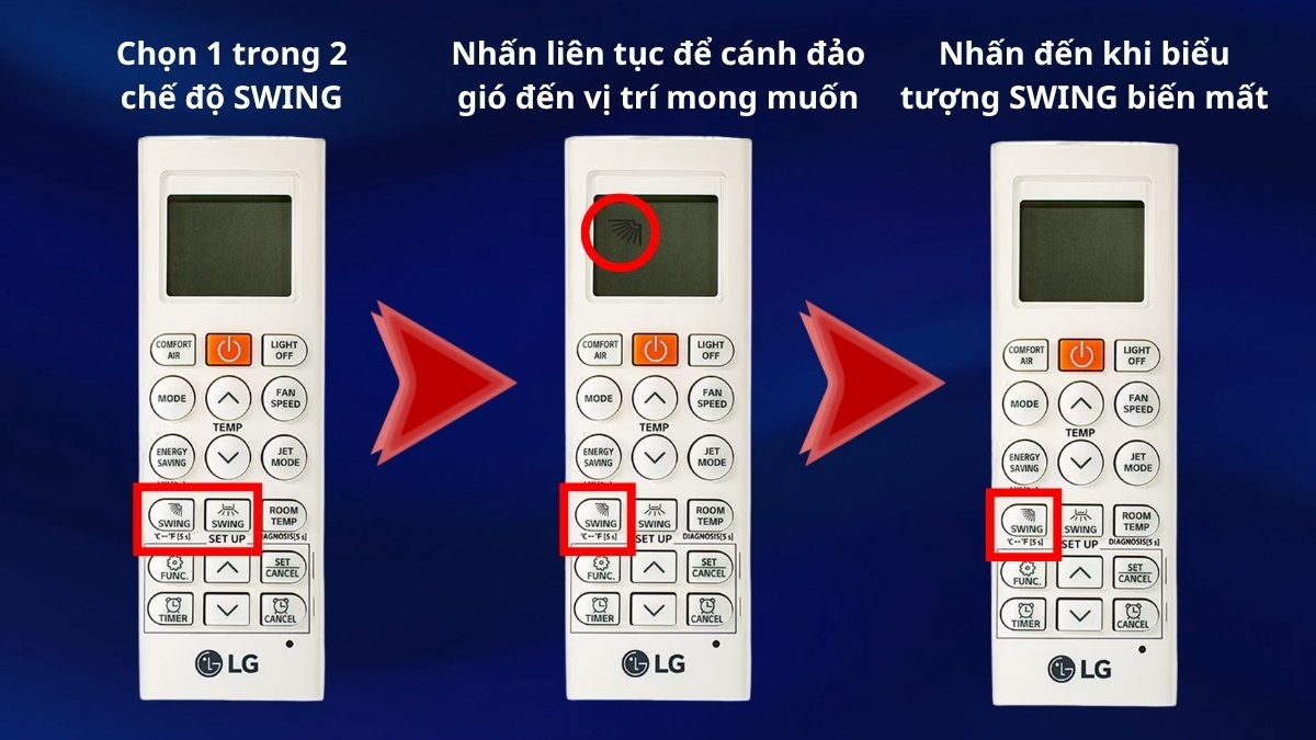cách sử dụng điều khiển điều hòa lg để chỉnh hướng gió