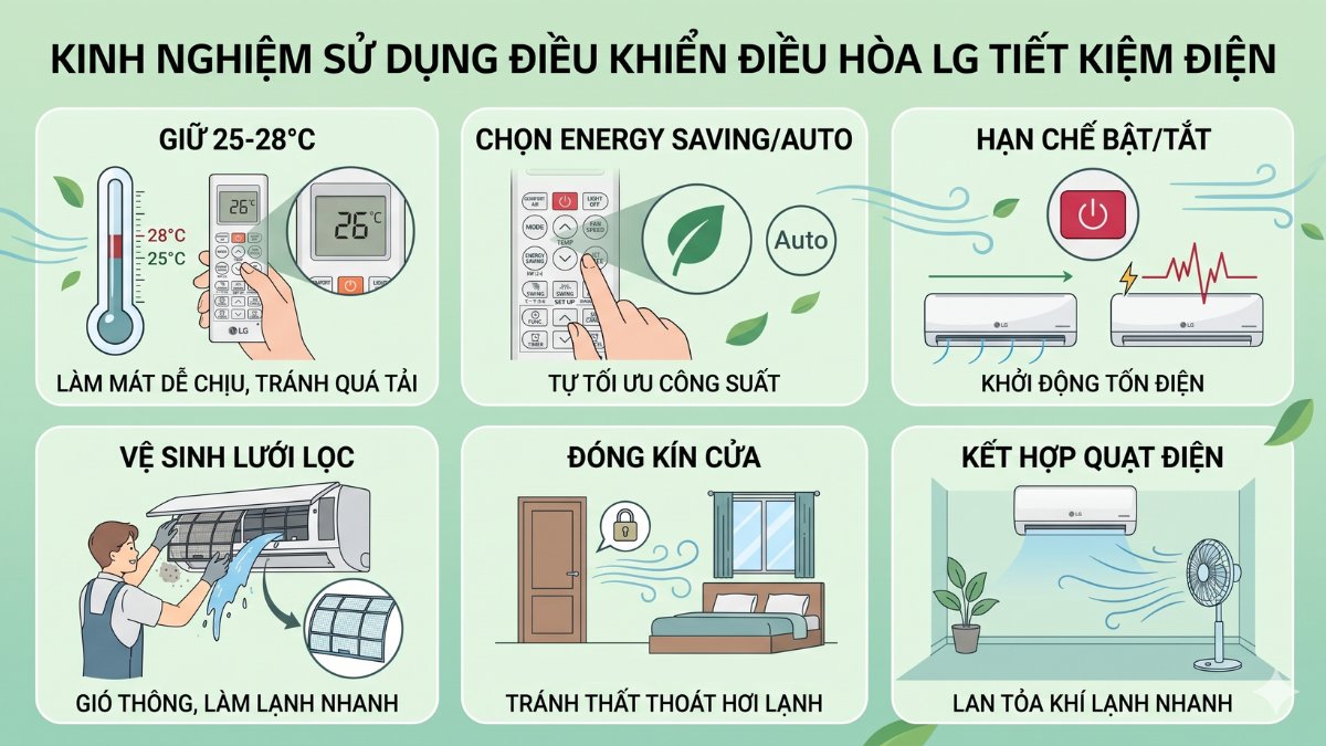 Kinh nghiệm sử dụng điều khiển điều hòa LG tiết kiệm điện