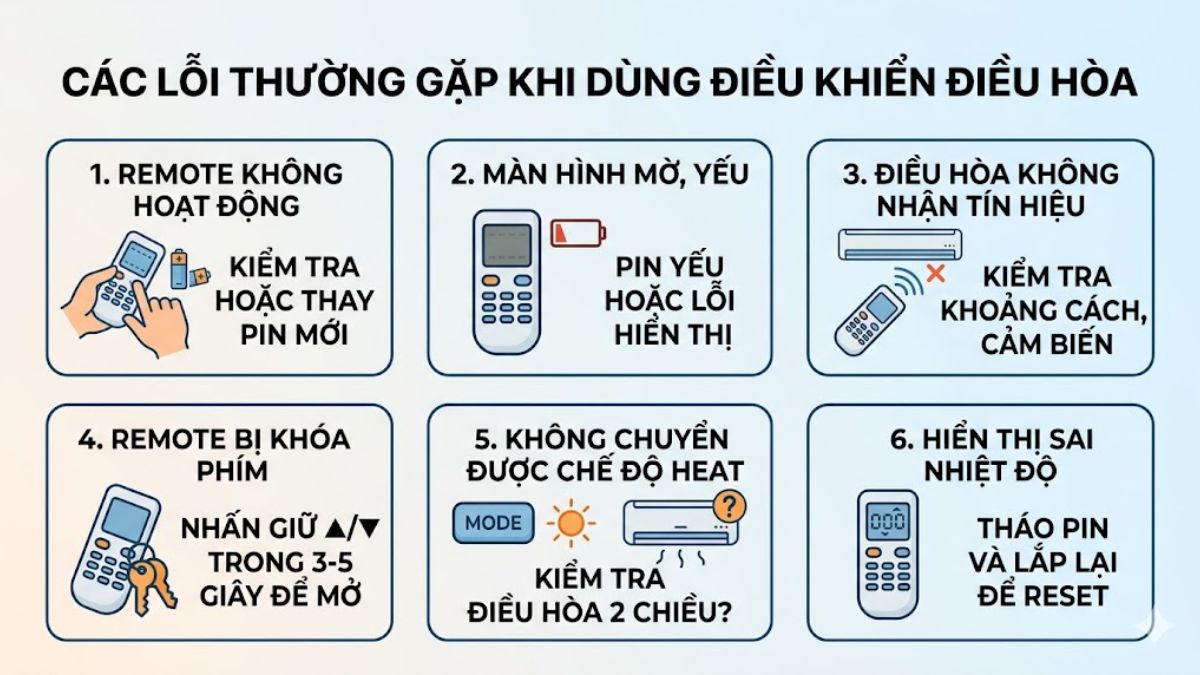 Các lỗi thường gặp khi dùng điều khiển