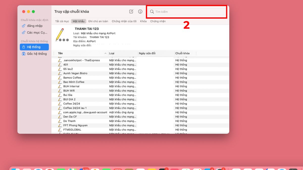 Cách xem lại pass WiFi trên MacBook bước 2