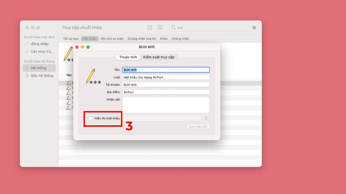 Cách xem lại pass WiFi trên MacBook bước 3
