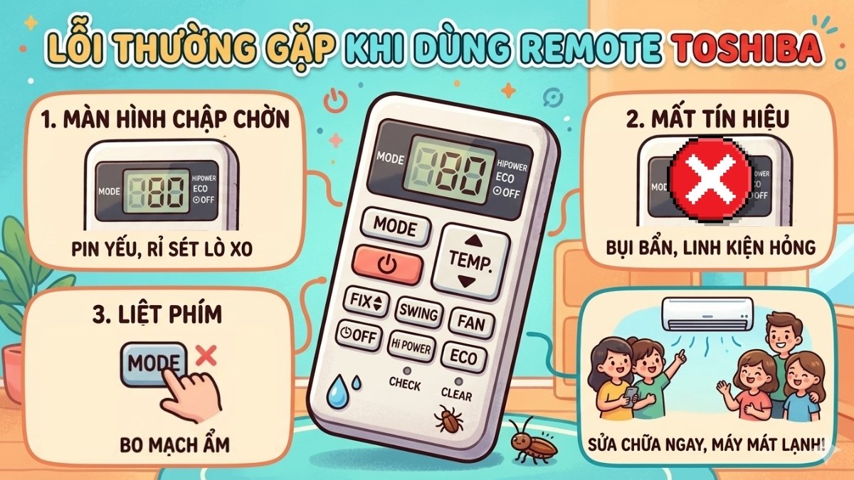 Những lỗi thường gặp khi dùng remote máy lạnh Toshiba