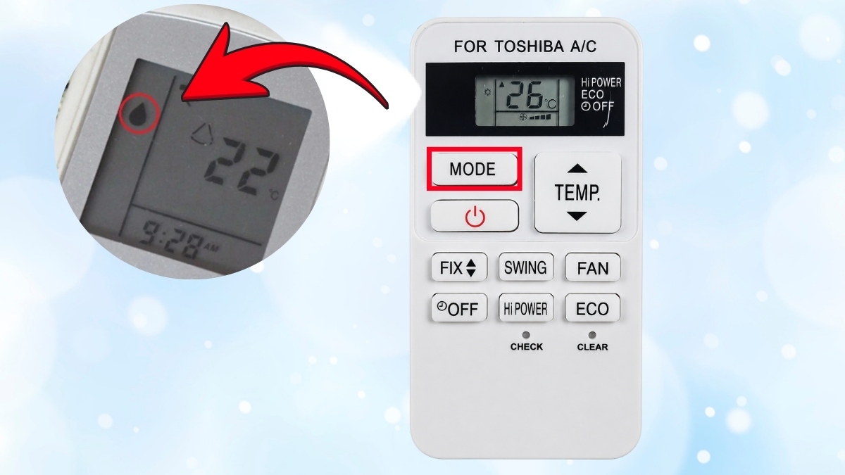 cách sử dụng remote máy lạnh Toshiba để cài chế độ khử ấm dry