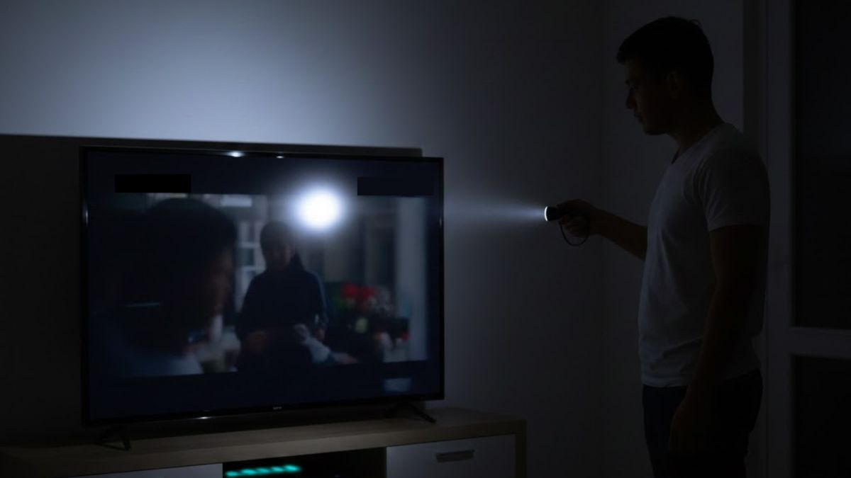 Cách sửa tivi Sony không lên hình thử soi đèn pin vào màn hình
