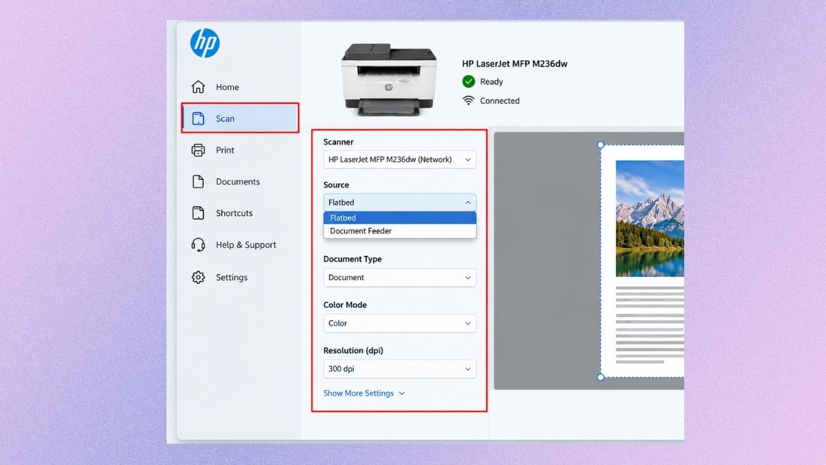 cách scan tài liệu bằng máy in HP bước 2