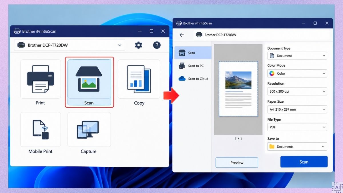 Cách scan bằng máy in Brother bước 3