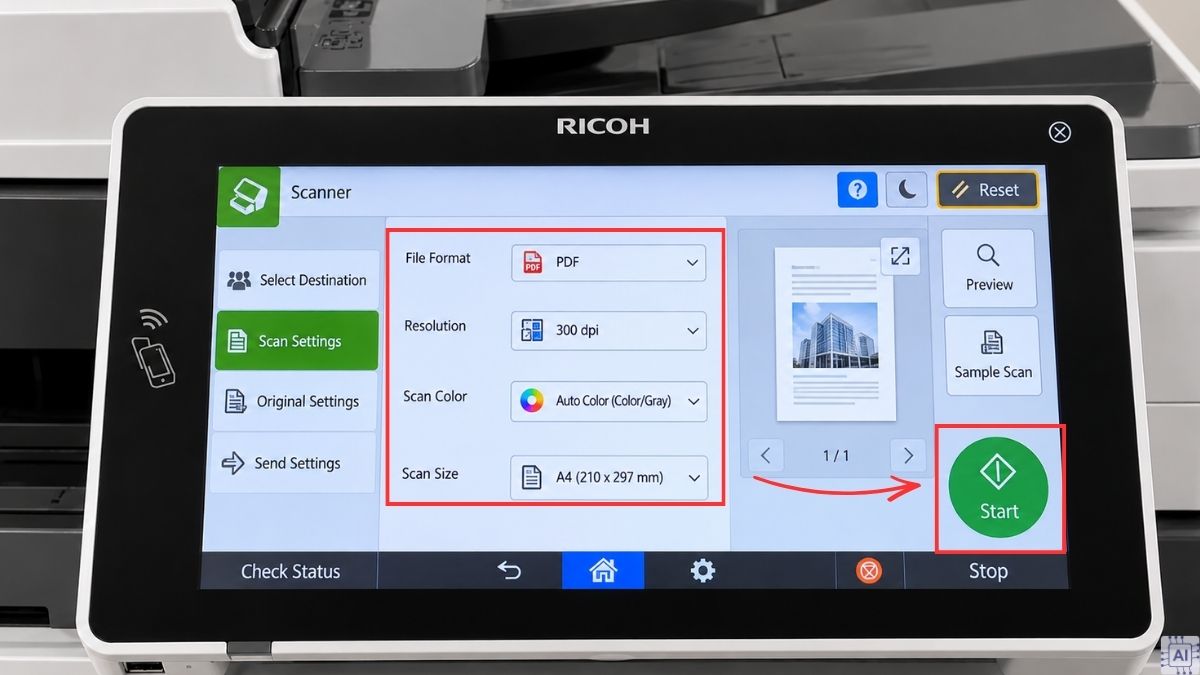 Cách scan bằng máy in Ricoh khổ lớn bước 4