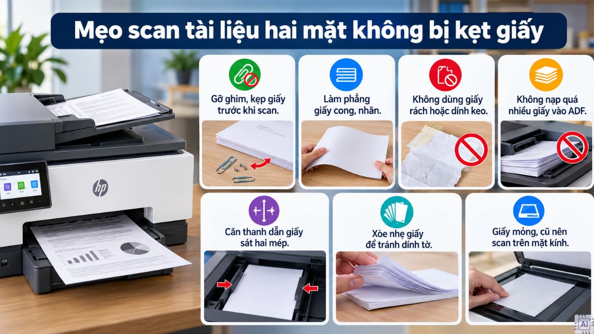 Mẹo scan tài liệu hai mặt không bị kẹt giấy