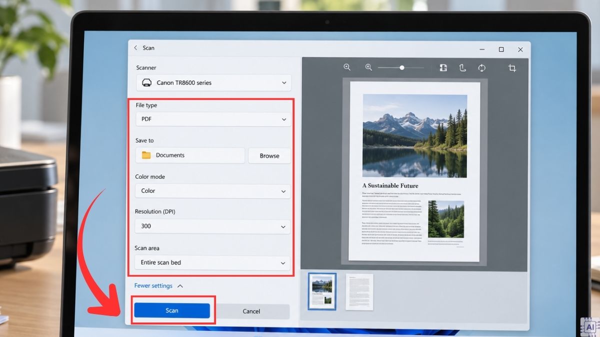 Cách scan tài liệu bằng máy in qua máy tính Windows bước 4
