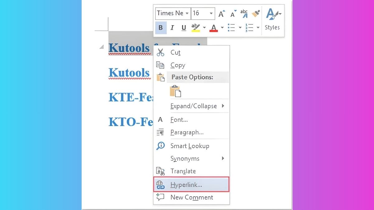 Cách tạo liên kết trong Word đến vị trí bất kỳ ở cùng file bước 3