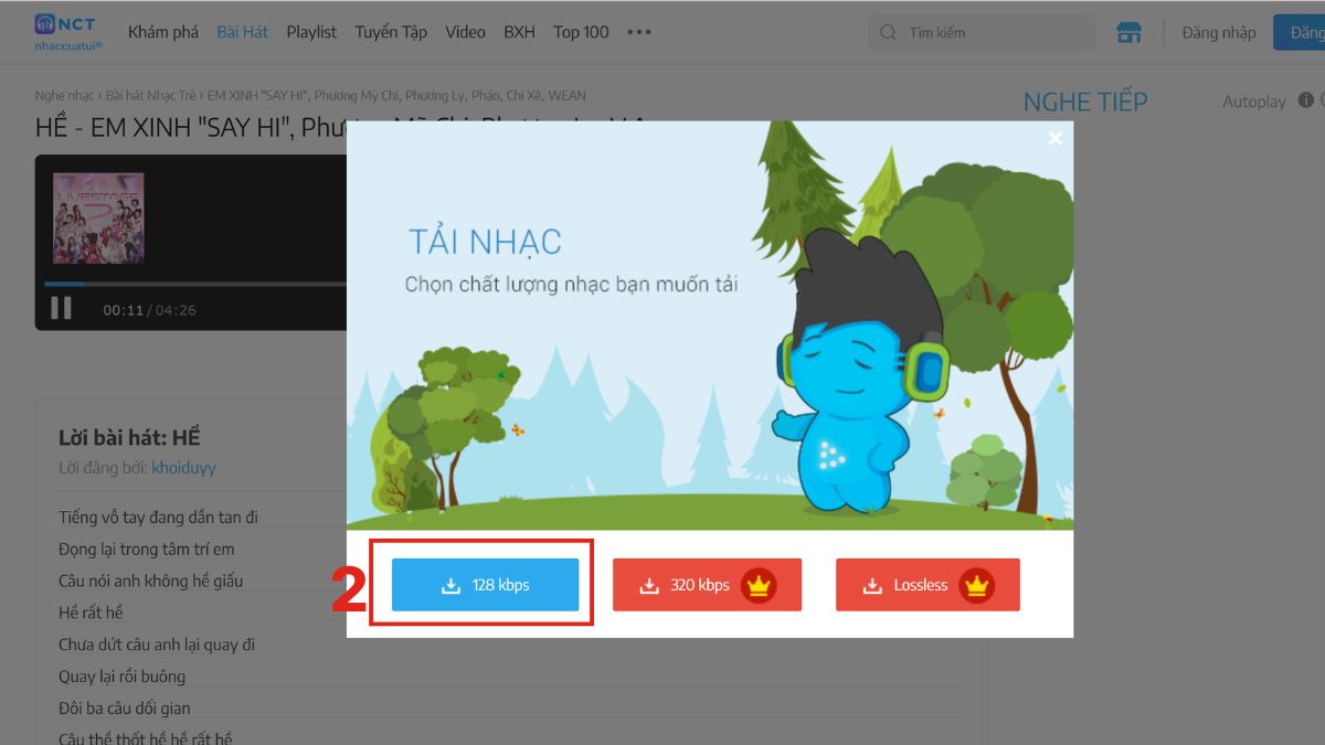 Cách tải nhạc về thẻ nhớ, USB trên máy tính trên trình duyệt chrome - bước 3