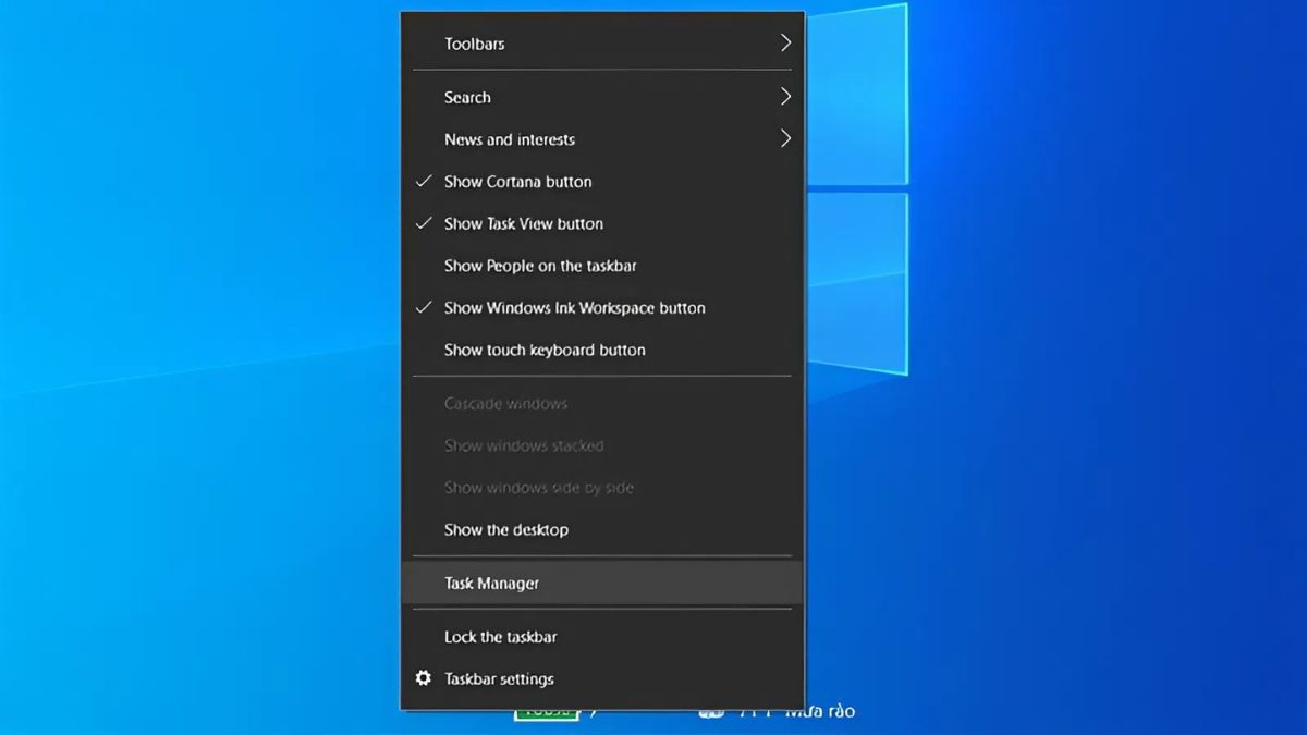 Cách tắt ứng dụng bị treo trên Win 10 bằng task manager bước 1