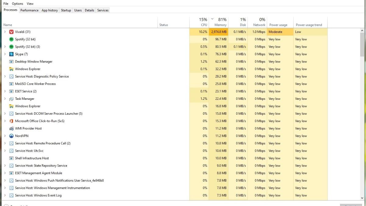 Cách tắt ứng dụng bị treo trên Win 10 bằng task manager bước 2
