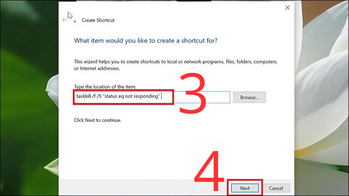 Cách tắt ứng dụng bị treo trên Win 10 bằng desktop shortcut bước 2