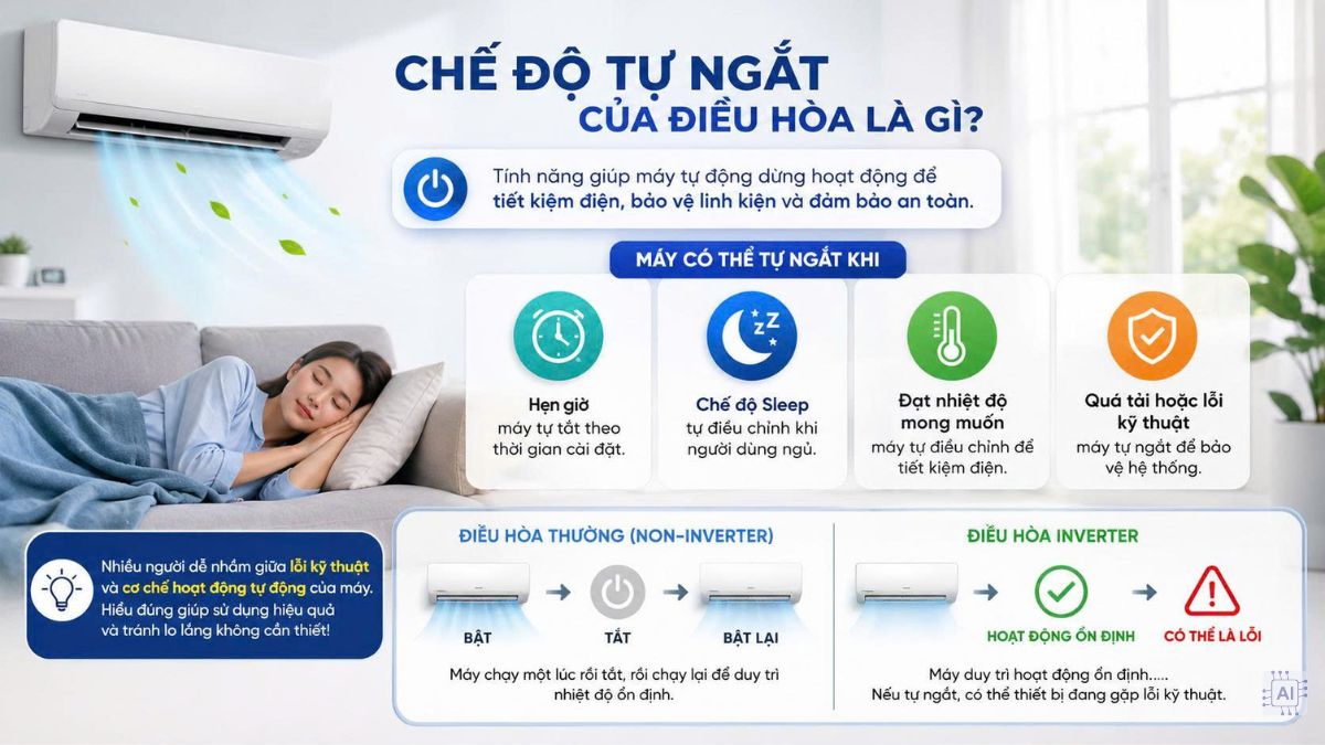 cách tắt chế độ tự ngắt của điều hòa là gì