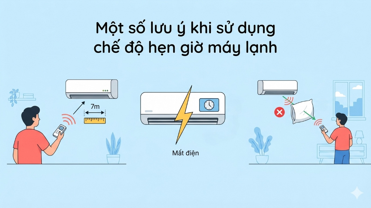 Một số lưu ý khi sử dụng chế độ hẹn giờ máy lạnh