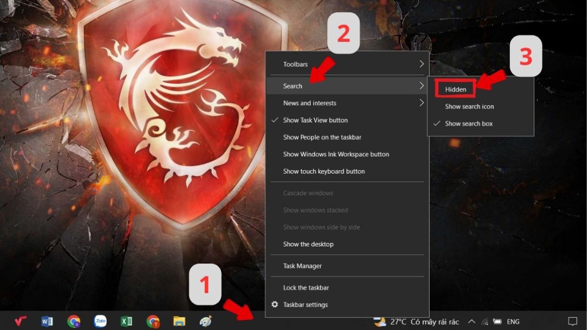 Cách tắt thanh tìm kiếm trên Win 10 đơn giản