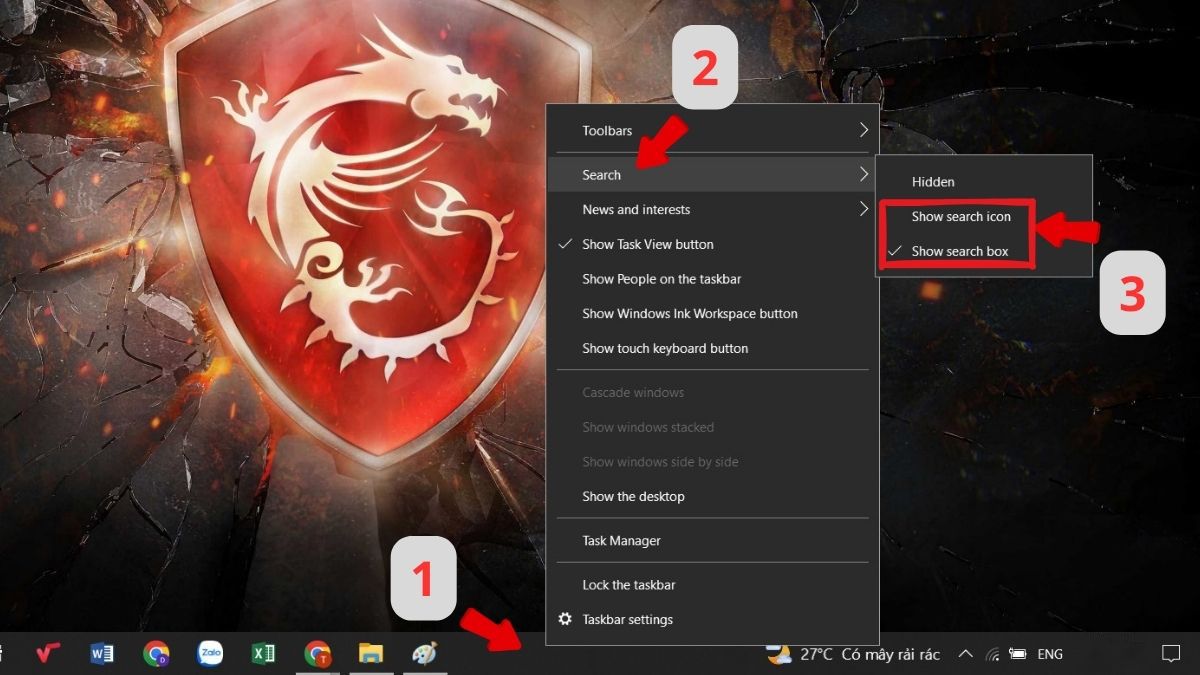 Cách khôi phục thanh tìm kiếm trên Win 10