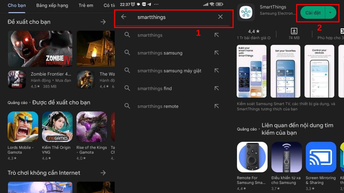 Cách mở tivi Samsung không cần điều khiển bằng ứng dụng bước 1