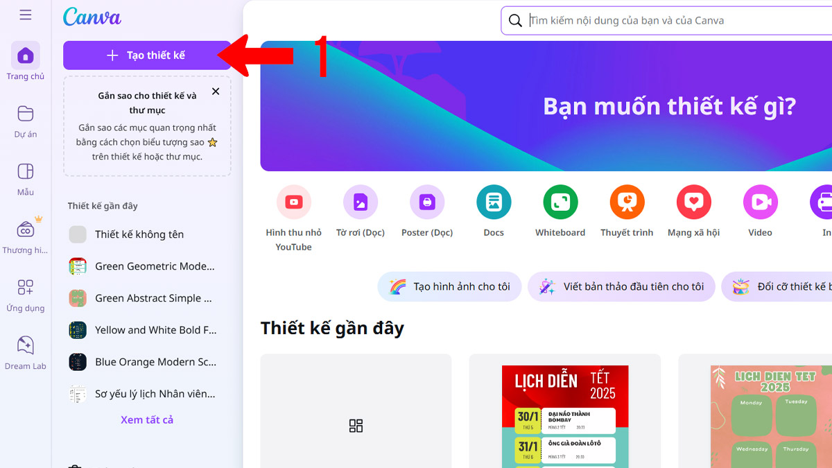Hướng dẫn cách thêm chữ vào ảnh trên máy tính bằng Canva - bước 1