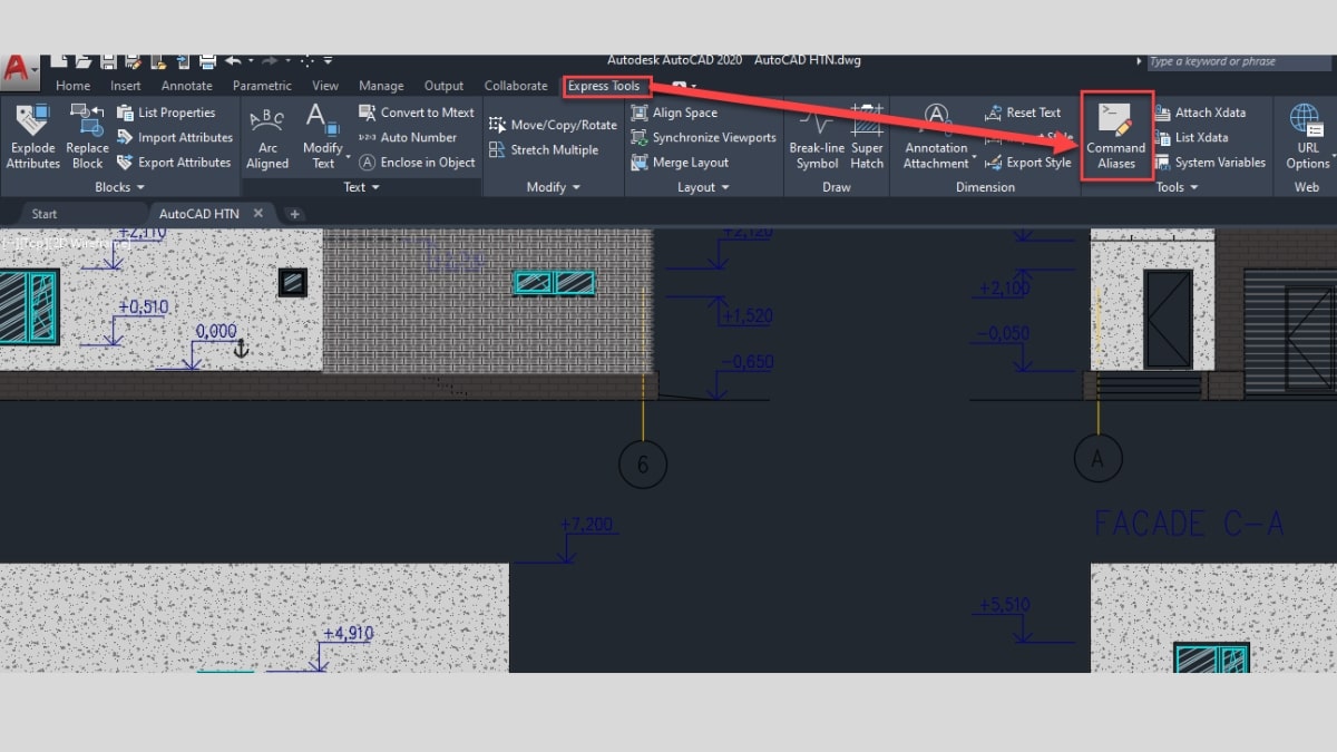 Hướng dẫn cách thay đổi lệnh trong CAD bằng hộp thoại Command Alias Editor - bước 1
