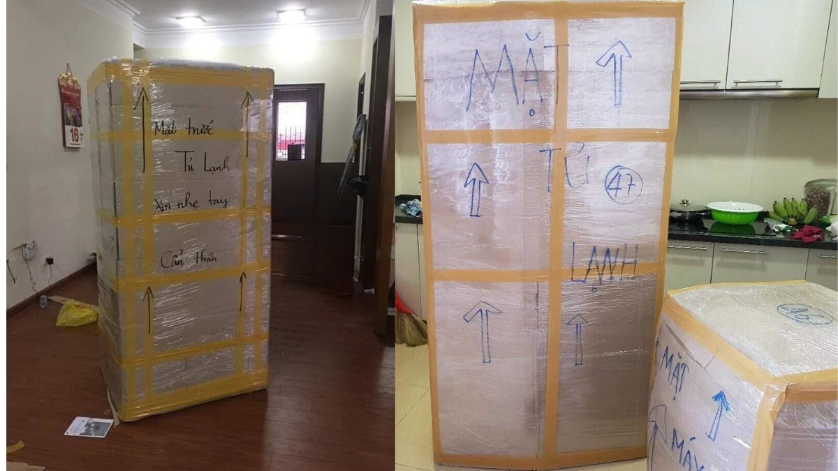 Cách bọc tủ lạnh khi vận chuyển bước 3