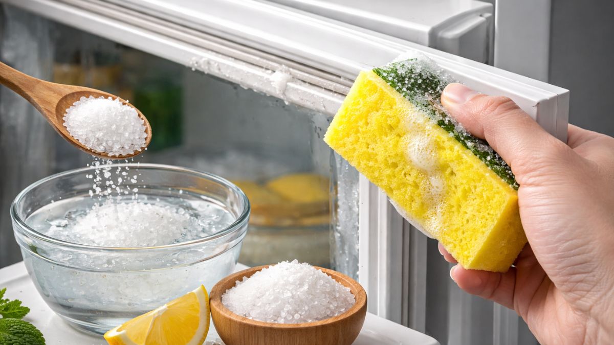 cách vệ sinh gioăng tủ lạnh - vệ sinh bằng muối