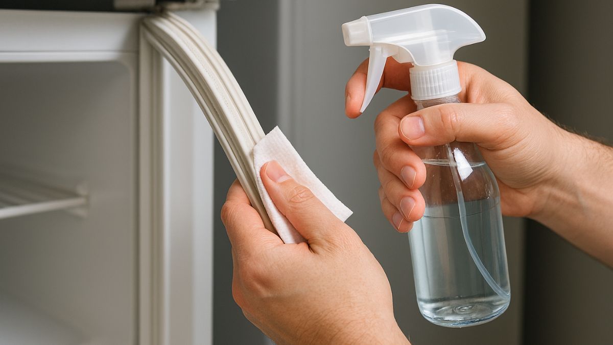 cách vệ sinh gioăng tủ lạnh - làm sạch bằng cồn