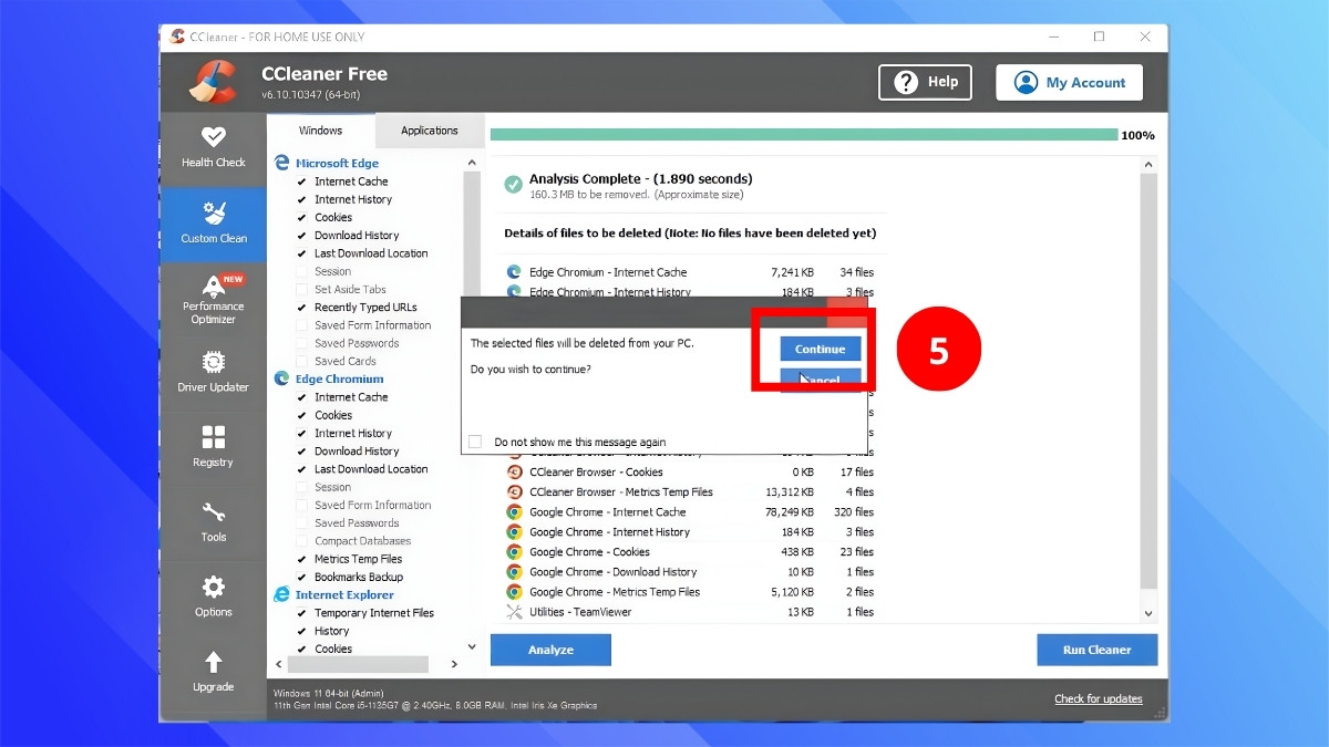 Cách xóa ảnh chụp màn hình trên máy tính bằng ccleaner bước 3